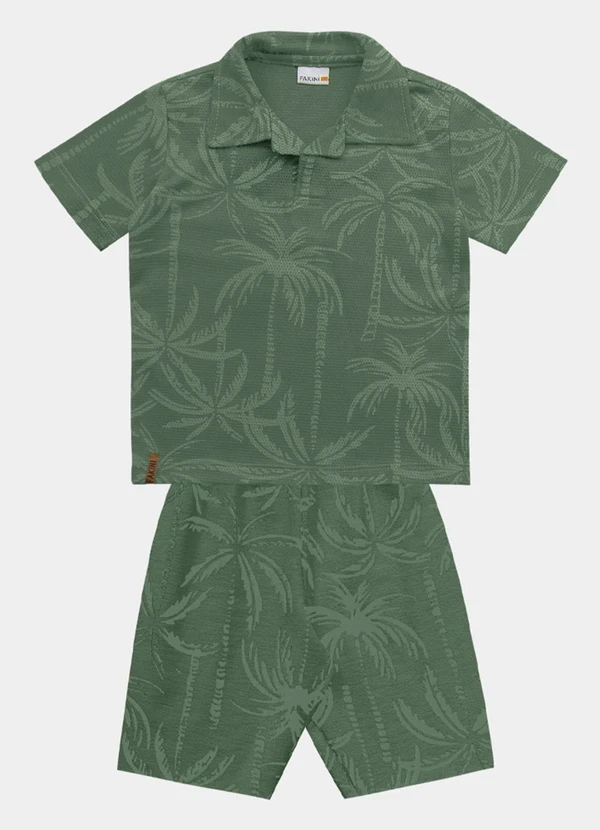 Fakini Kids - Conjunto Camisa Polo e Bermuda Verde 5