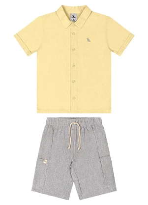 Conjunto Camisa Social e Bermuda Quimby Amarelo - QUIMBY