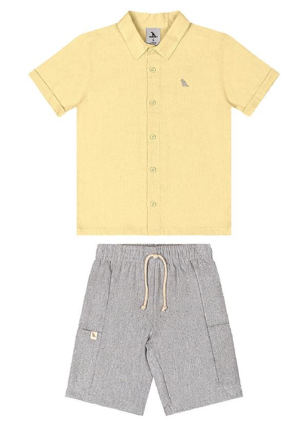 Quimby - Conjunto Camisa Social e Bermuda Quimby Amarelo