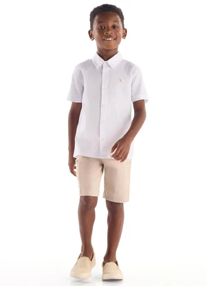 Quimby - Conjunto Camisa Social e Bermuda Branco - QUIMBY