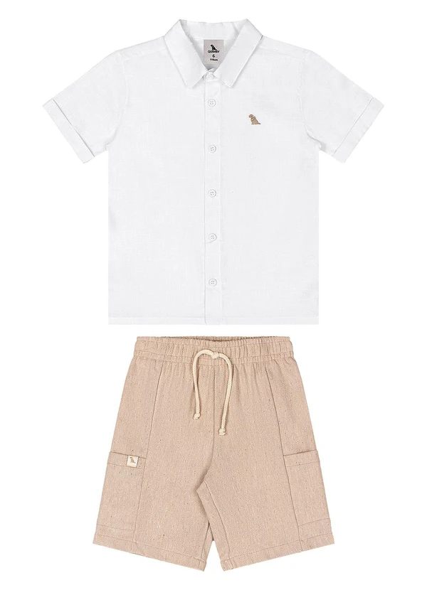 Quimby - Conjunto Camisa Social e Bermuda Branco 2