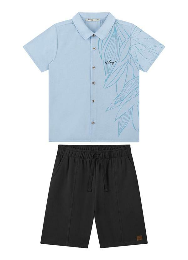 Ioluig - Conjunto Camisa Tecido Firenze e Bermuda Azul