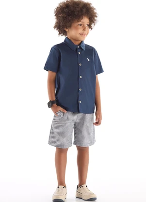 Quimby - Conjunto Camisa Tricoline Bermuda Azul - QUIMBY