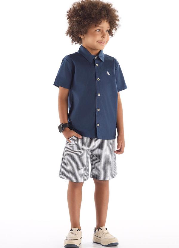 Quimby - Conjunto Camisa Tricoline Bermuda Azul