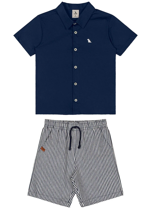 Quimby - Conjunto Camisa Tricoline Bermuda Azul 2