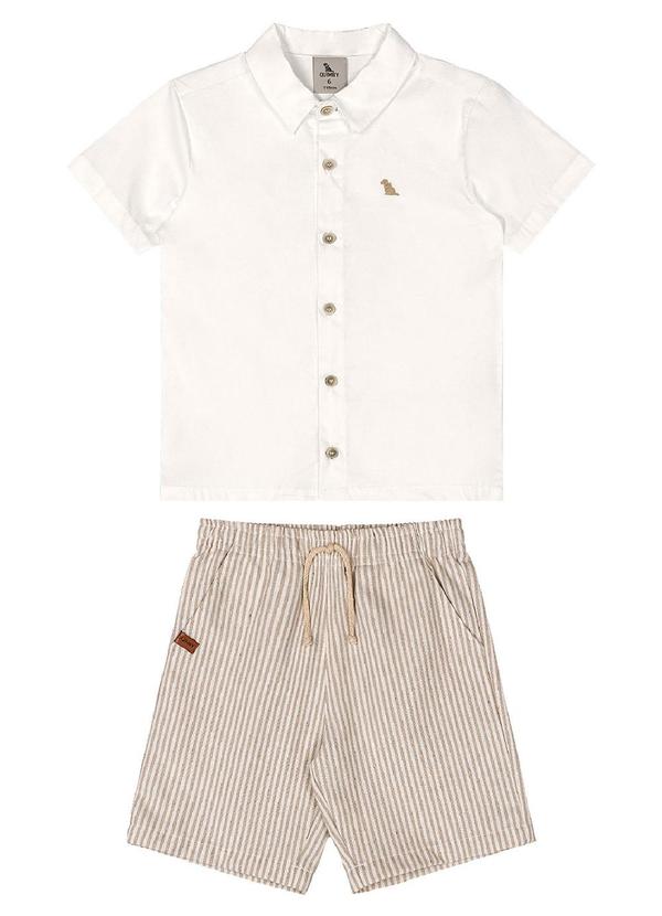 Quimby - Conjunto Camisa Tricoline Bermuda Branco
