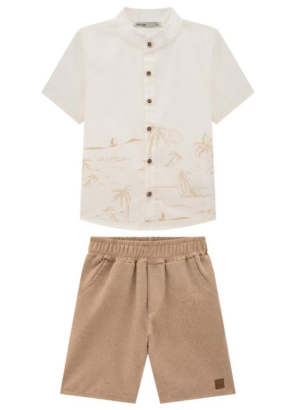 Ioluig - Conjunto Camisa Tricoline e Bermuda Sarja Bege 2