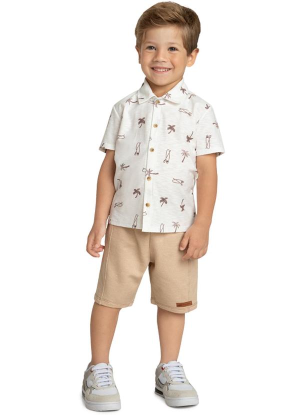 Marlan - Conjunto Camisa Tropi Kayak e Bermuda Bege