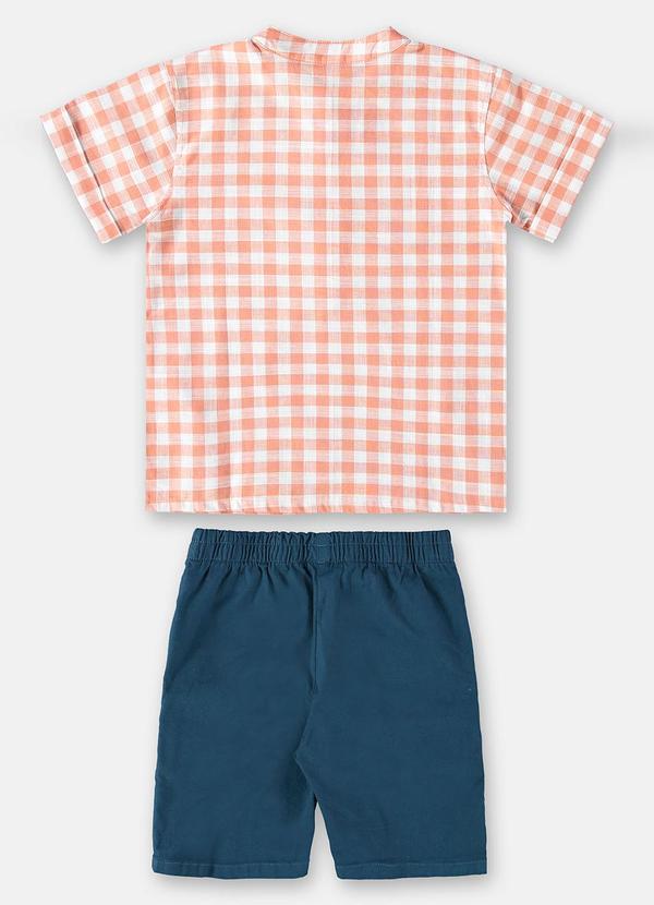 Up Baby - Conjunto Camisa Xadrez e Bermuda Laranja 3