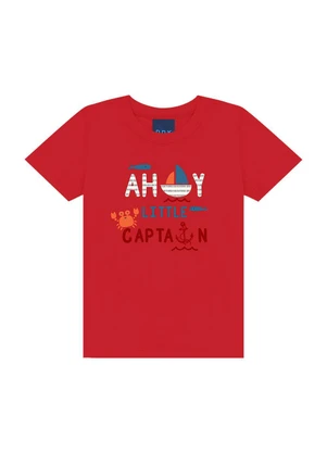 Ddk - Conjunto Camiseta Ah Little Captain Vermelho - DDK