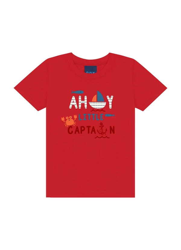 Ddk - Conjunto Camiseta Ah Little Captain Vermelho