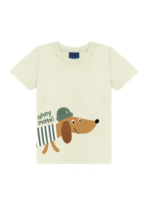 Ddk - Conjunto Camiseta Ahoy Matel e Bermuda Bege - DDK