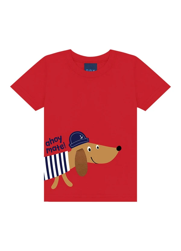 Ddk - Conjunto Camiseta Ahoy Matel e Bermuda Vermelho