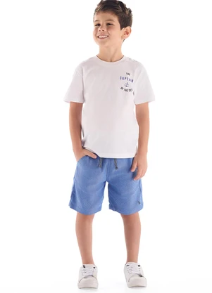 Quimby - Conjunto Camiseta Algodão Bermuda Branco - QUIMBY