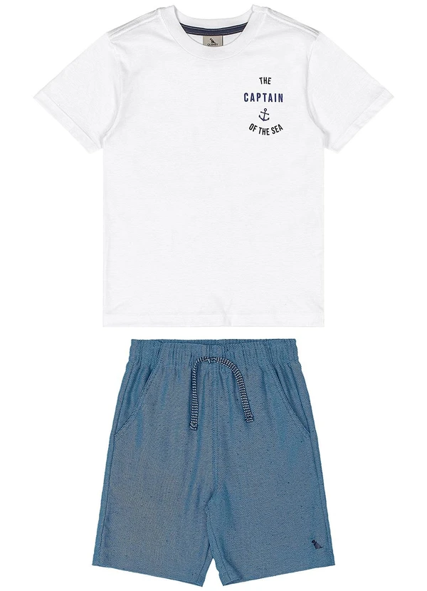 Quimby - Conjunto Camiseta Algodão Bermuda Branco 3