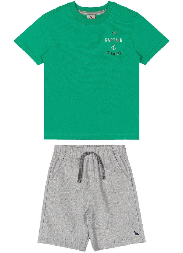 Quimby - Conjunto Camiseta Algodão Bermuda Verde 3