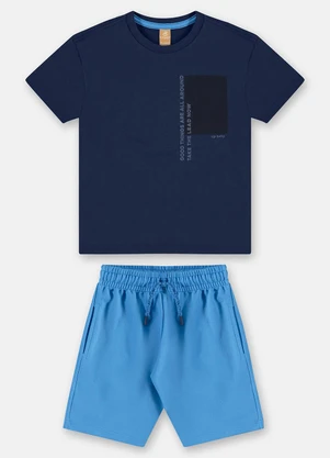 Up Baby - Conjunto Camiseta Around You Bermuda Azul - UP BABY