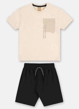 Up Baby - Conjunto Camiseta Around You Bermuda Bege - UP BABY
