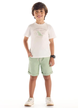 Quimby - Conjunto Camiseta Bermuda Ajustável Branco - QUIMBY