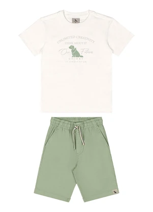 Quimby - Conjunto Camiseta Bermuda Ajustável Branco - QUIMBY
