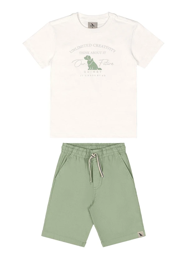 Quimby - Conjunto Camiseta Bermuda Ajustável Branco 2