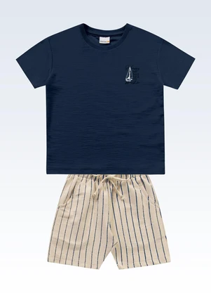Fakini Kids - Conjunto Camiseta/Bermuda Azul - FAKINI KIDS