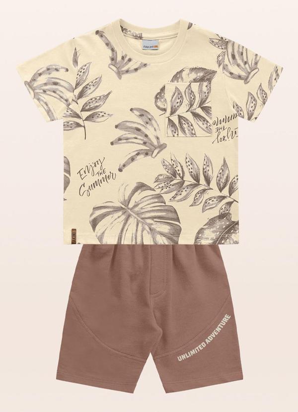 Fakini Kids - Conjunto Camiseta/Bermuda Bege