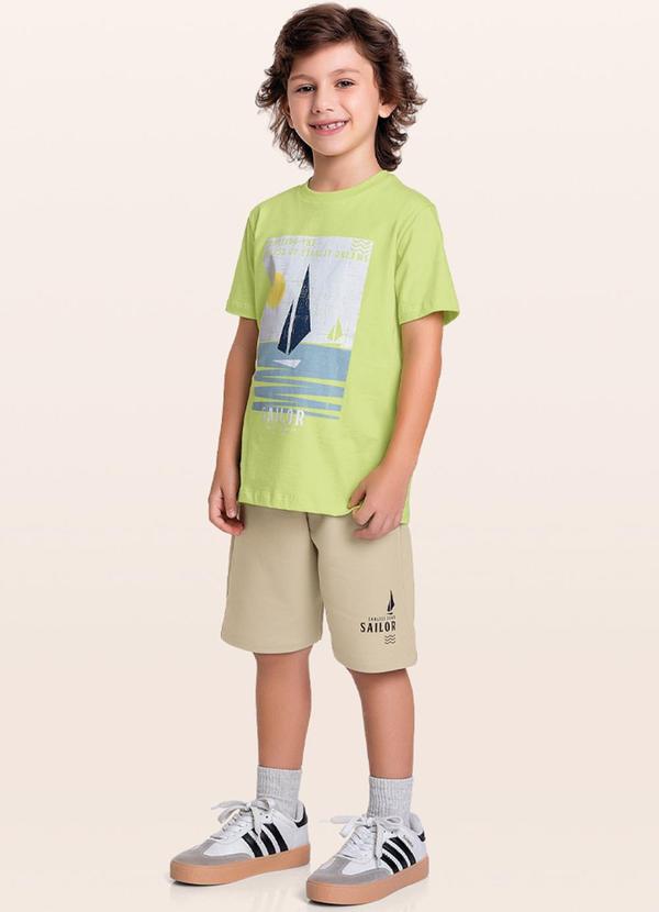 Fakini Kids - Conjunto Camiseta/Bermuda Bege
