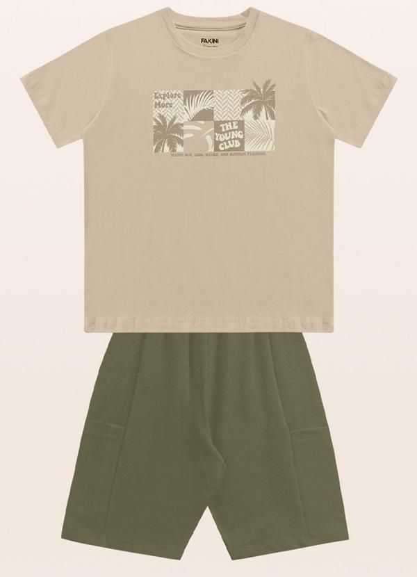 Fakini Kids - Conjunto Camiseta/Bermuda Bege