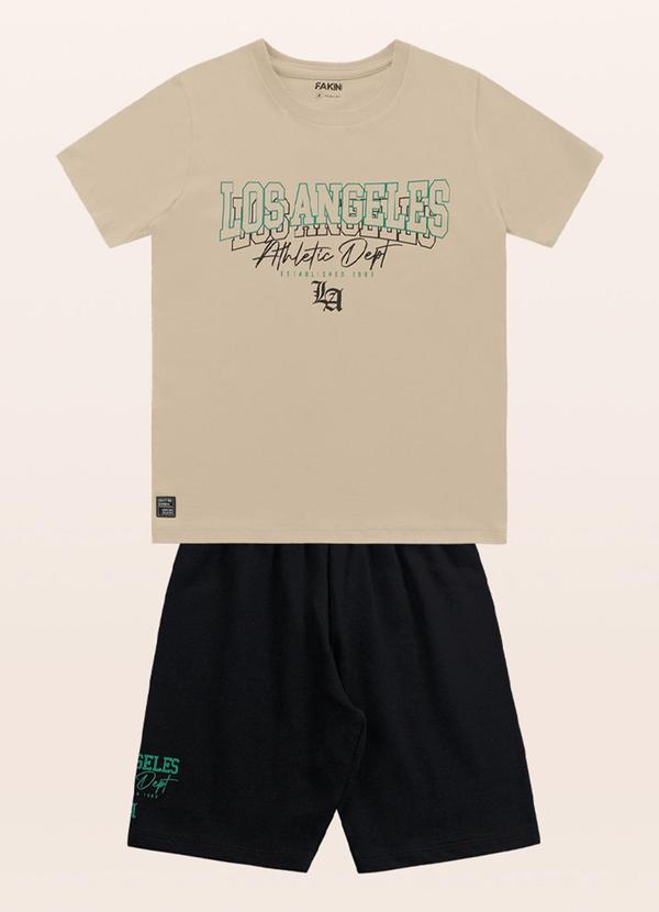Fakini Kids - Conjunto Camiseta/Bermuda Bege 3