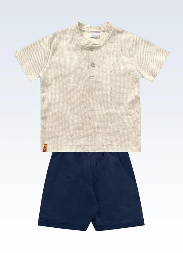 Fakini Kids - Conjunto Camiseta/Bermuda Bege