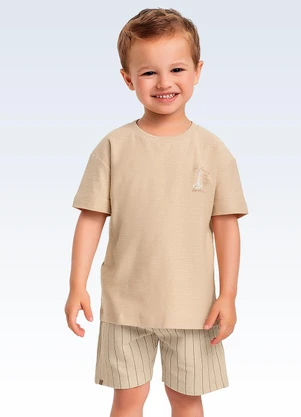 Fakini Kids - Conjunto Camiseta/Bermuda Bege - FAKINI KIDS