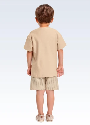 Fakini Kids - Conjunto Camiseta/Bermuda Bege - FAKINI KIDS