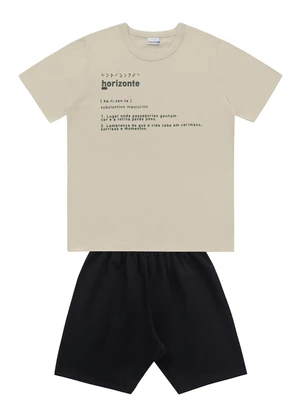 Fakini Kids - Conjunto Camiseta/Bermuda Bege - FAKINI KIDS