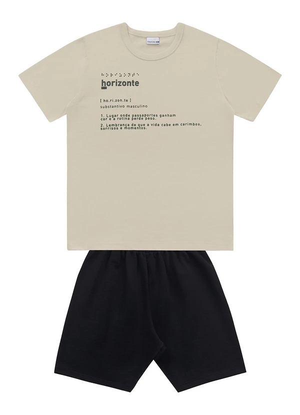 Fakini Kids - Conjunto Camiseta/Bermuda Bege