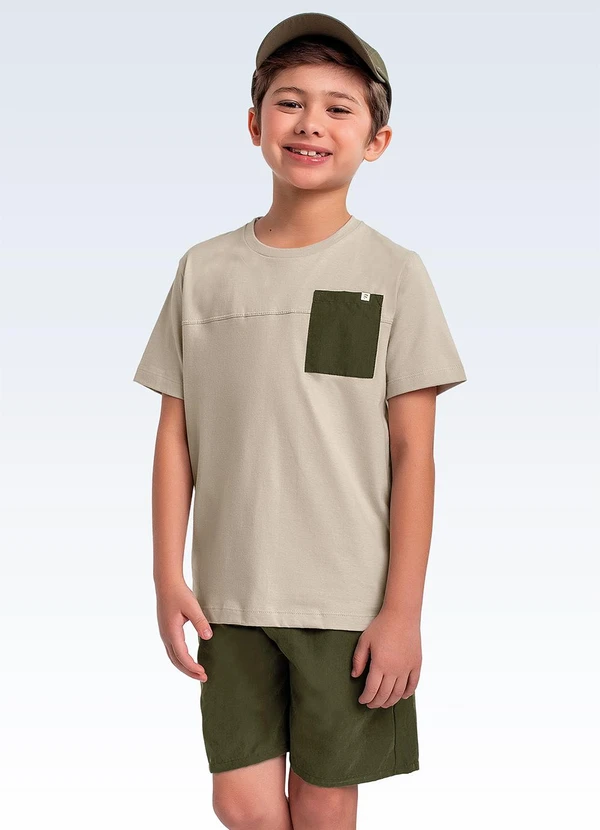 Fakini Kids - Conjunto Camiseta/Bermuda Bege