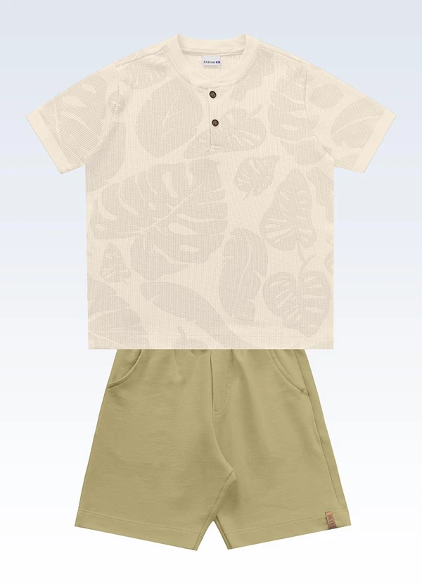 Fakini Kids - Conjunto Camiseta/Bermuda Bege