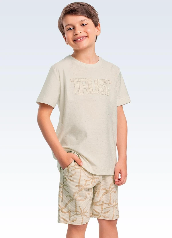 Fakini Kids - Conjunto Camiseta/Bermuda Bege