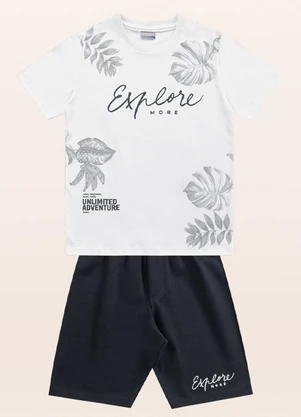 Fakini Kids - Conjunto Camiseta/Bermuda Branco - FAKINI KIDS