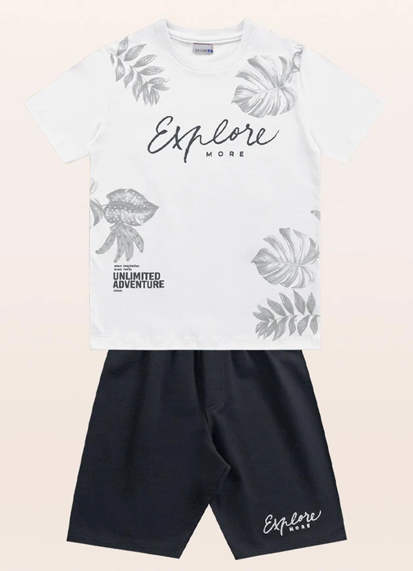 Fakini Kids - Conjunto Camiseta/Bermuda Branco