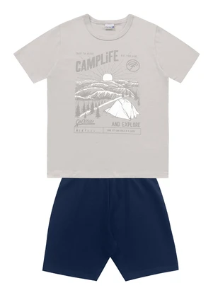 Fakini Kids - Conjunto Camiseta/Bermuda Cinza - FAKINI KIDS