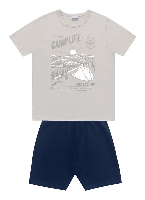 Fakini Kids - Conjunto Camiseta/Bermuda Cinza