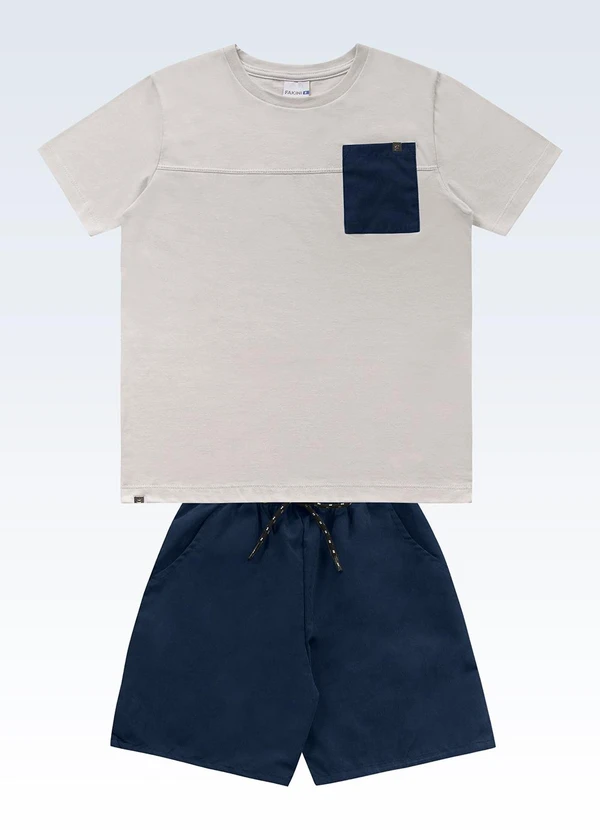 Fakini Kids - Conjunto Camiseta/Bermuda Cinza