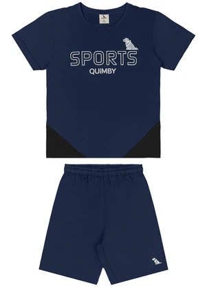 Quimby - Conjunto Camiseta Bermuda Dry Fit Azul - QUIMBY