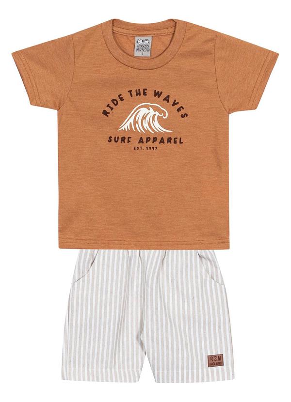 Randa Mundu - Conjunto Camiseta / Bermuda Eco Camomila Bege