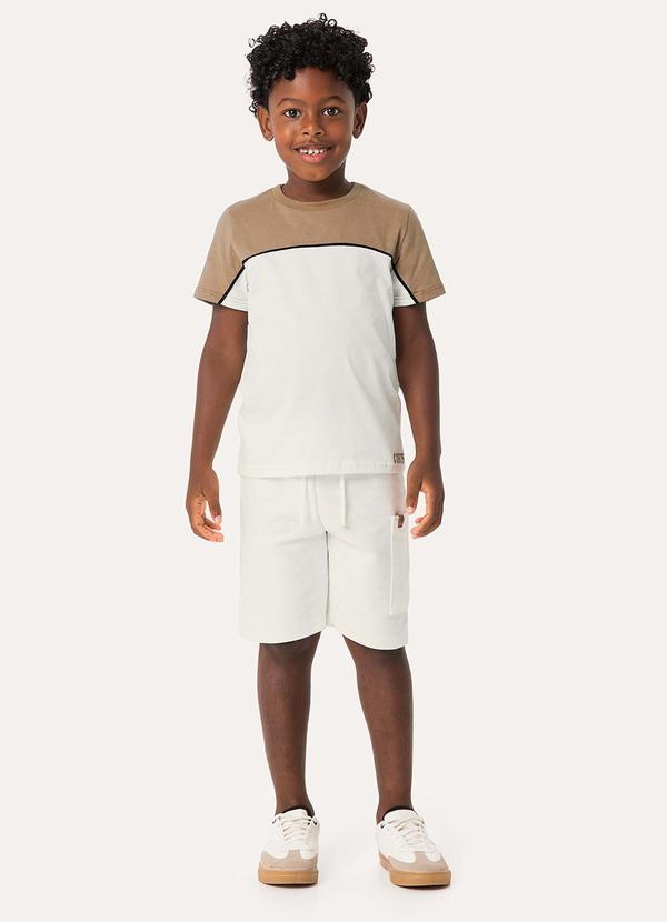 Carinhoso - Conjunto Camiseta & Bermuda em Moletom Off White