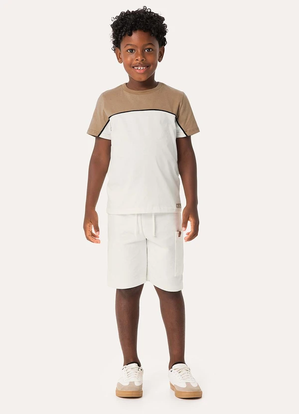Carinhoso - Conjunto Camiseta & Bermuda em Moletom Off White