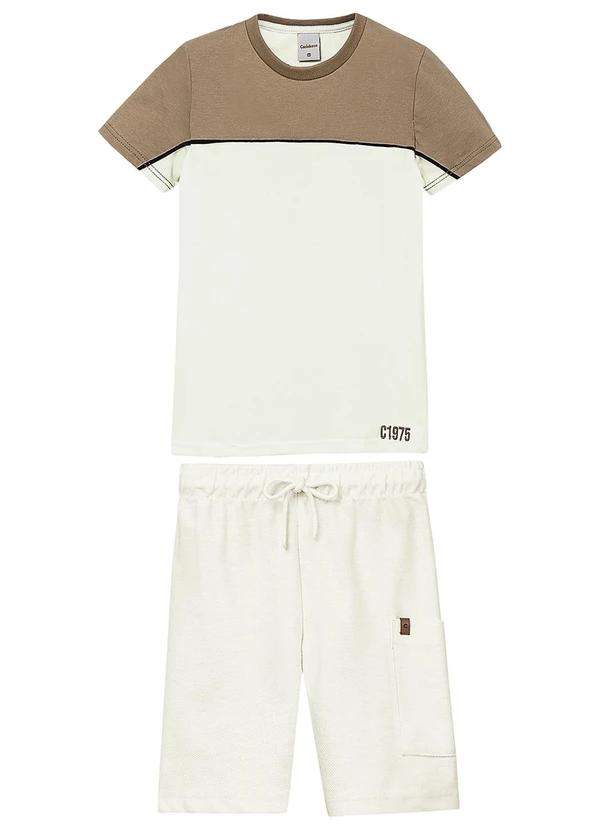 Carinhoso - Conjunto Camiseta & Bermuda em Moletom Off White 2