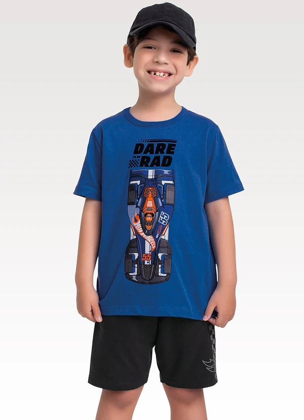 Fakini Kids - Conjunto Camiseta/Bermuda Hot Wheels Azul