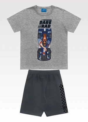 Fakini Kids - Conjunto Camiseta/Bermuda Hot Wheels Cinza - FAKINI KIDS